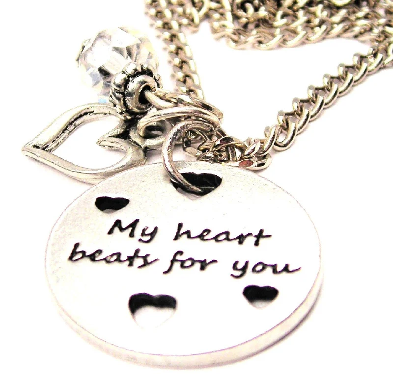 luxury necklaces for brides -My Heart Beats For You Heart And Crystal Necklace