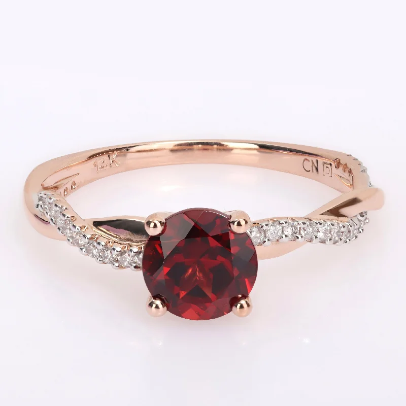 large statement rings -Miadora Garnet and 1/6ct TDW Diamond Crossover Birthstone Ring in 14k Rose Gold