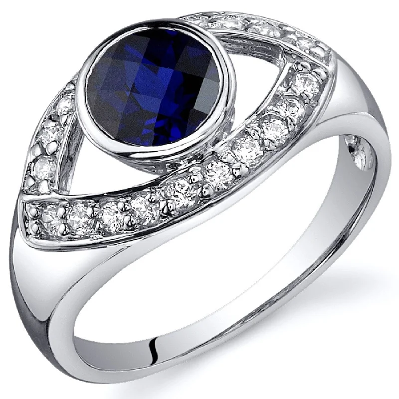 vintage solitaire rings -Sterling Silver 1.25 ct Created Sapphire Birthstone Ring