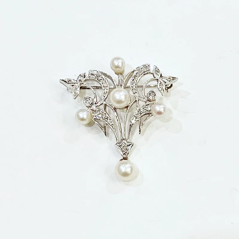 Estate Collection Brooch - Antique Gold & Pearl