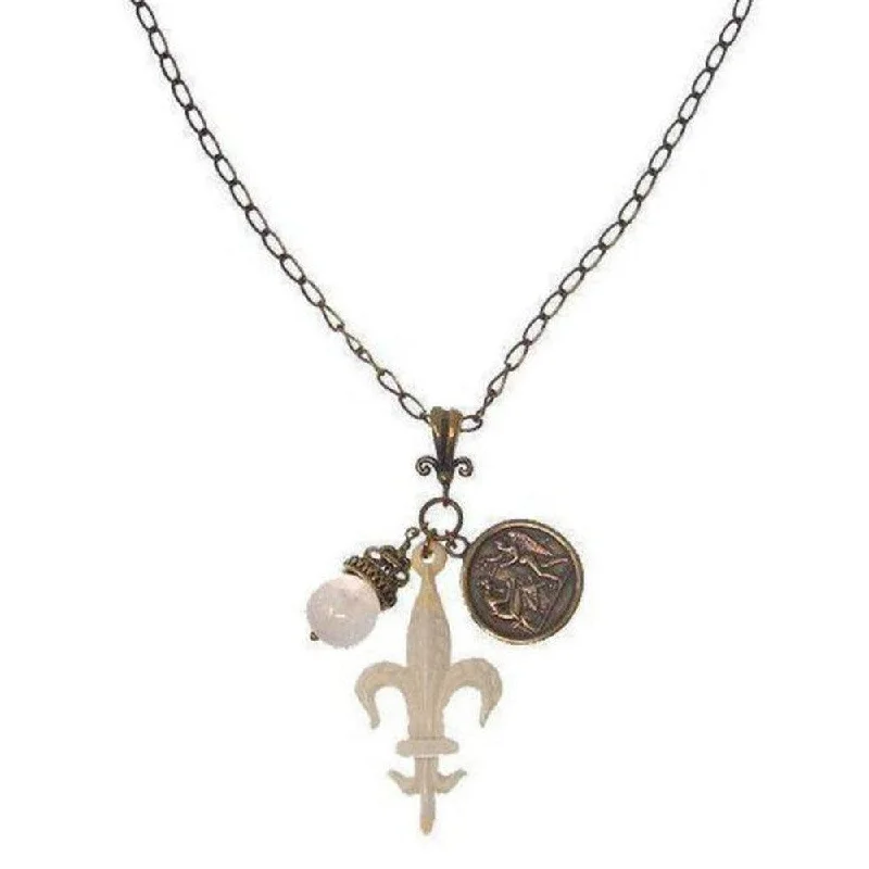 custom name necklaces for women -Necklace Fleur de Lis charm