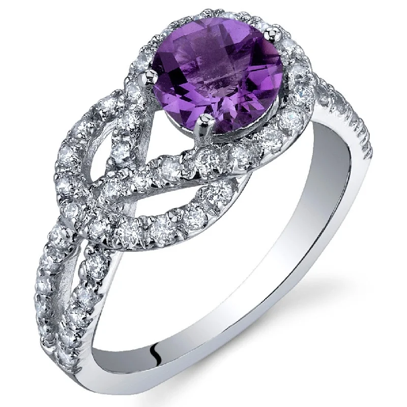 heart-shaped rings for women -Sterling Silver 0.75 ct Amethyst Birthstone Ring