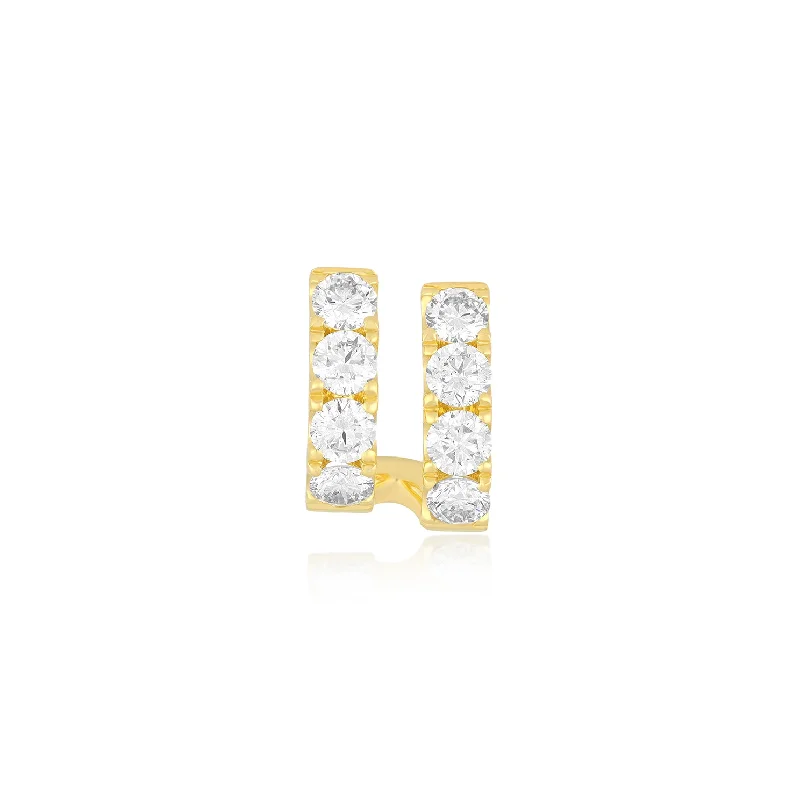 luxury ear cuffs -Single Jumbo Double Diamond Mini Huggie Earring