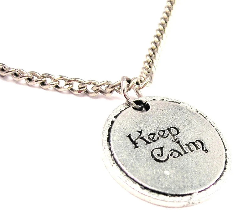 gold plated necklaces for women -Keep Calm Single Charm Necklace