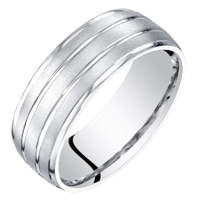 adjustable rings for women -Mens 14k White Gold Wedding Ring Band 7mm