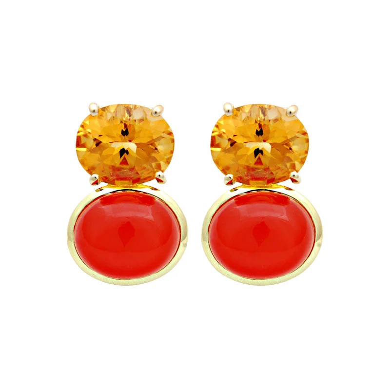 crystal earrings for women -Earrings-Citrine and Cornelian