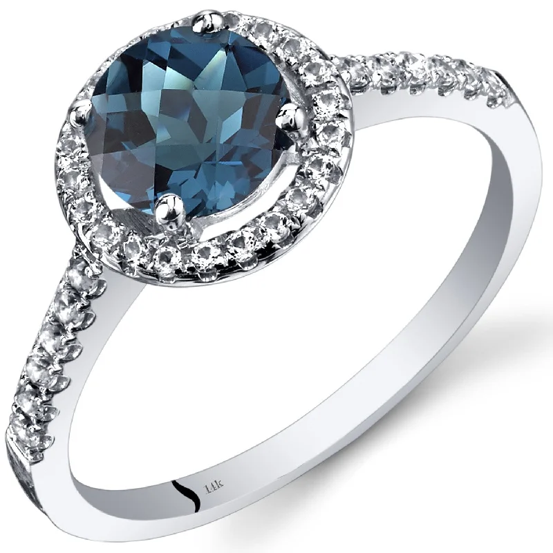 stylish rings for women -14k White Gold 1.59ct London Blue Topaz and White Topaz Ring