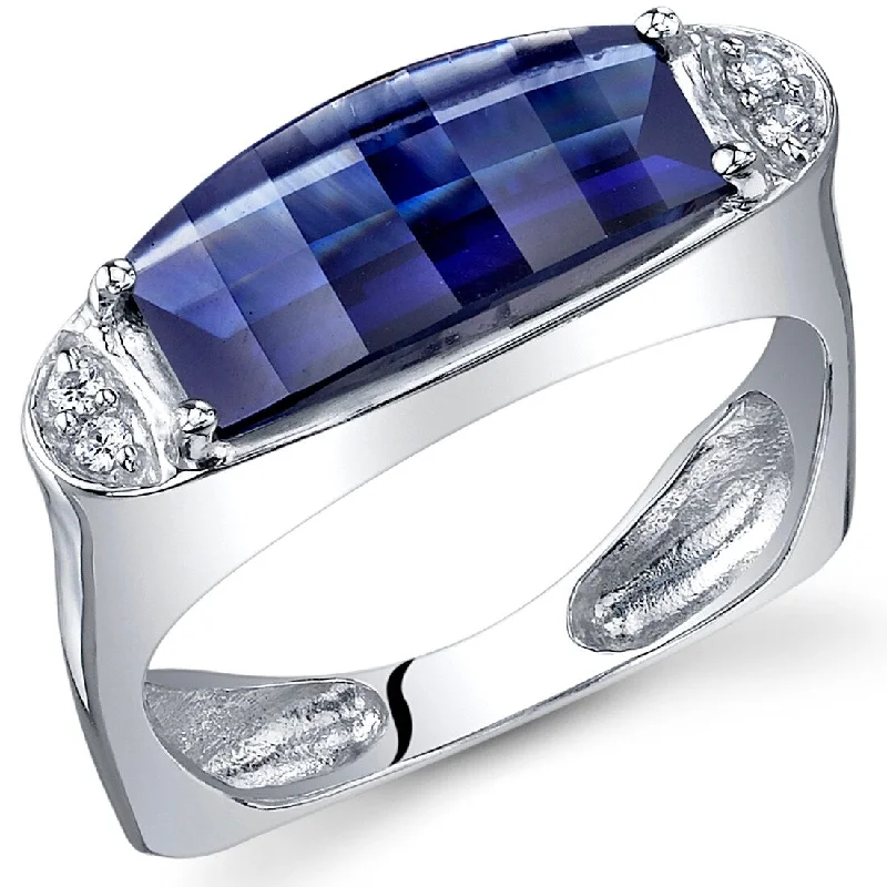 custom wedding rings -Sterling Silver 3 ct Created Sapphire Birthstone Ring