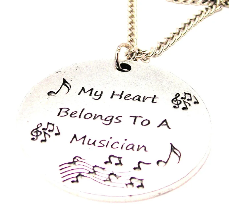 delicate necklaces for women -My Heart Belongs To A Musician Single Charm Necklace