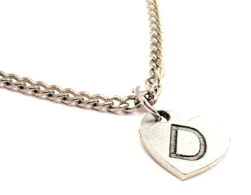 turquoise necklaces for women -Heart Shaped Initial D Single Charm Necklace