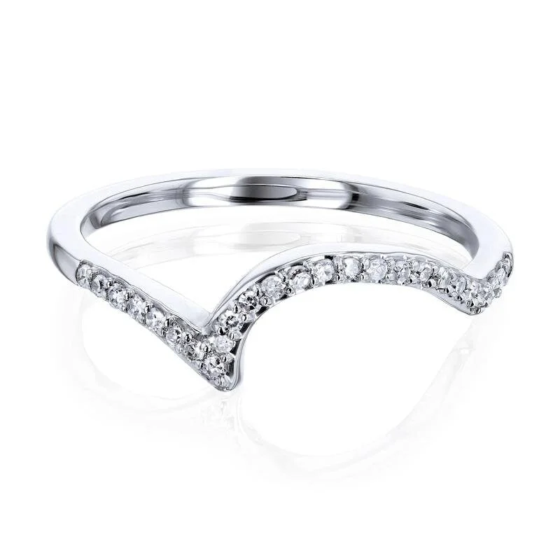 gold rings for women -Annello by Kobelli 10k White Gold Diamond Wave Wedding Ring - Match to SKU 38659058