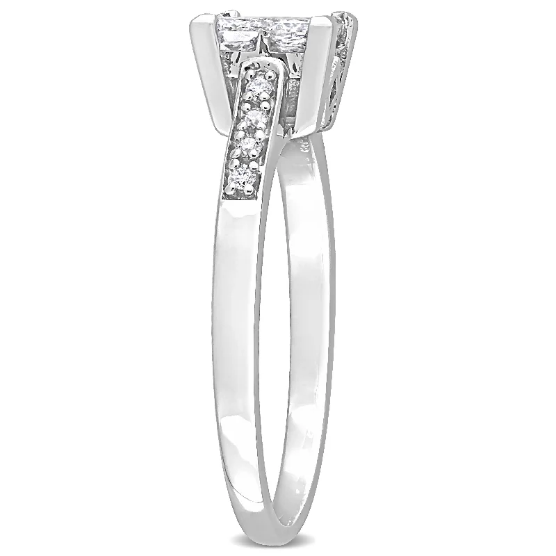 double band rings for women -Miadora 5/8ct TDW Diamond Square Ring in 10k White Gold