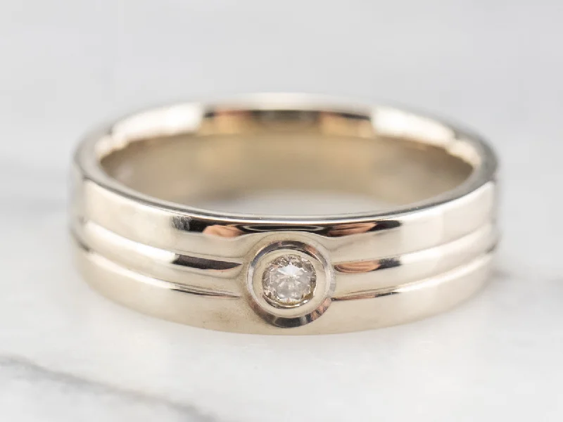 custom rings for women -White Gold Bezel Set Diamond Band