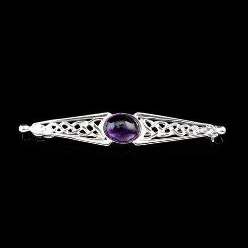 Silver or Gold And Amethyst Celtic Brooch - AB150A