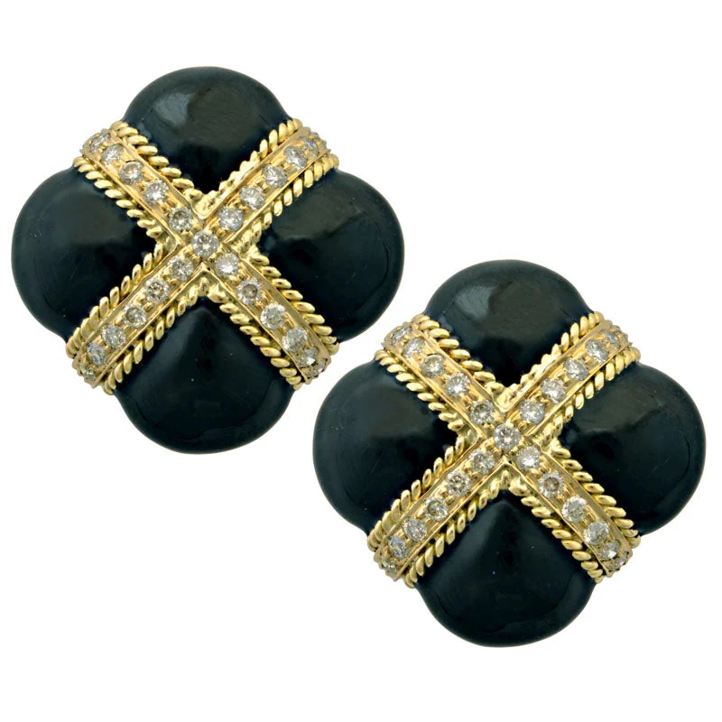 gold earrings for women -Earrings-Diamond (Enamel)