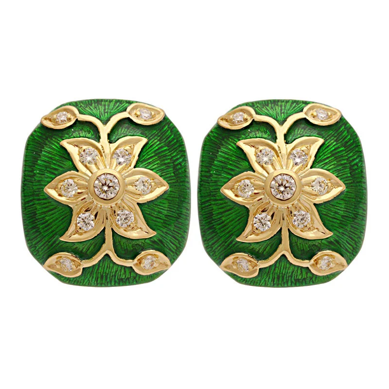 simple earrings for women -Earrings-Diamond (Enamel)