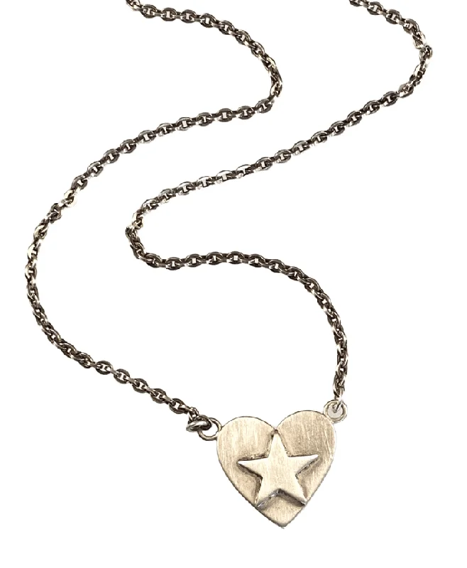 crystal pendant necklaces for women -16” Sterling Heart Star Necklace