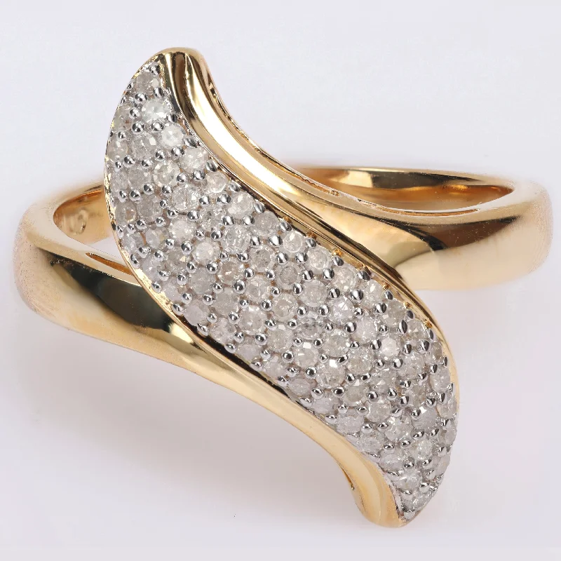 rose gold rings for women -Miadora 3/8ct TDW Diamond Clustered Bypass Ring in Yellow Plated Sterling Silver