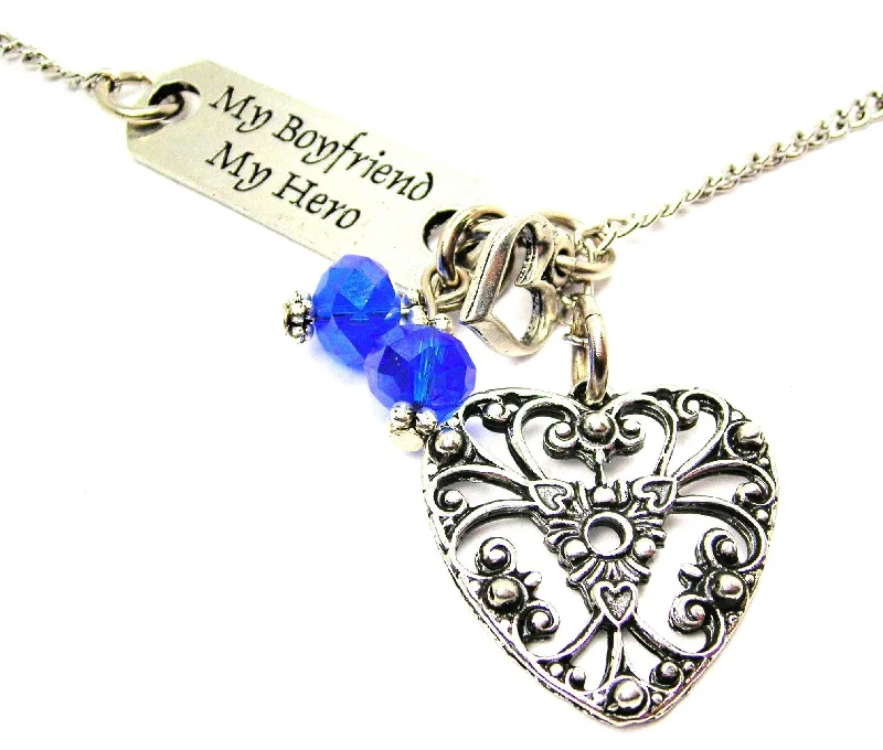 sapphire necklaces for women -My Boyfriend My Hero And Spanish Heart Style 2 Lariat Necklace