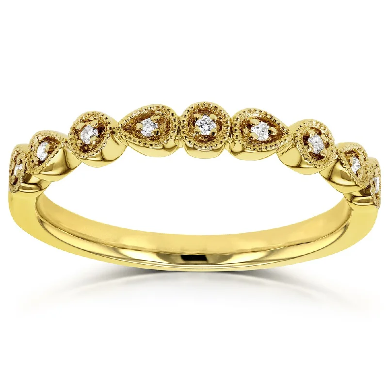 heart diamond rings for women -Annello by Kobelli 10k Yellow Gold Diamond Accented Milgrain Ring