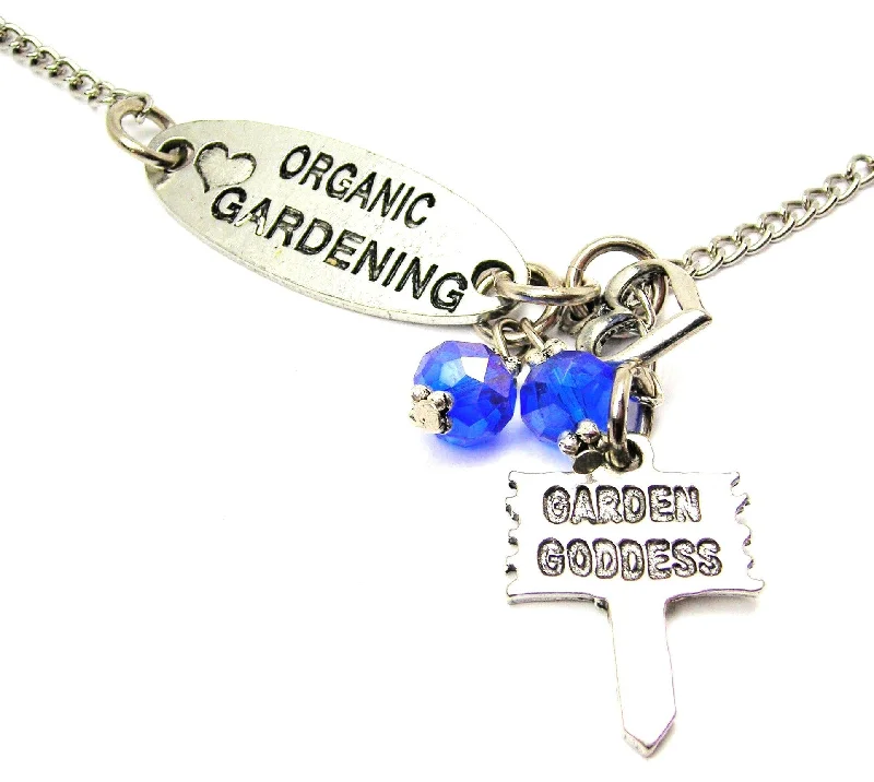 bridal necklaces for women -Love Organic Gardening And Garden Goddess Sign Lariat Necklace