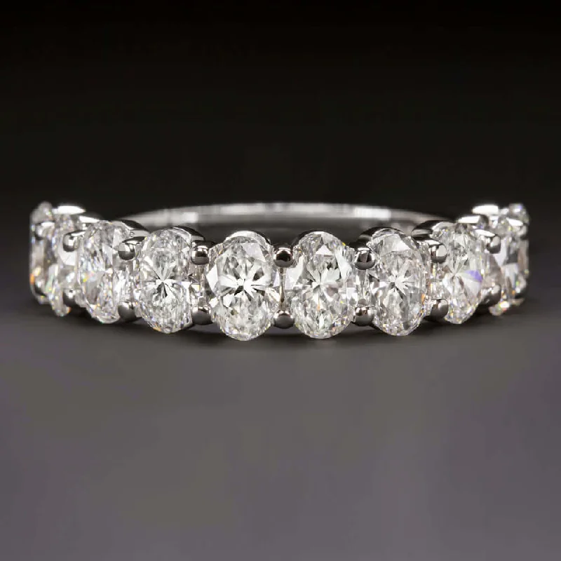 vintage diamond rings -1.9ct OVAL SHAPE DIAMOND WEDDING BAND HALF ETERNITY RING WHITE GOLD STACKING 2ct