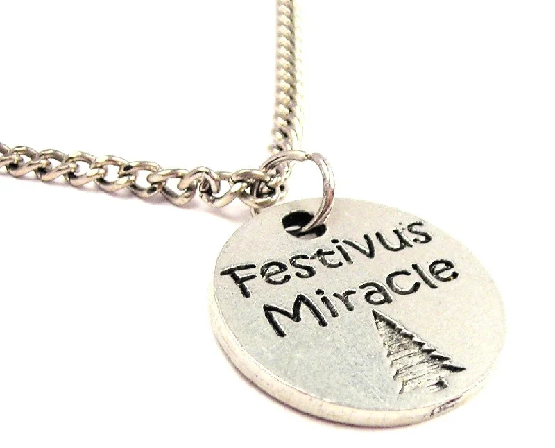 personalized gold necklaces -Festivus Miracle Single Charm Necklace