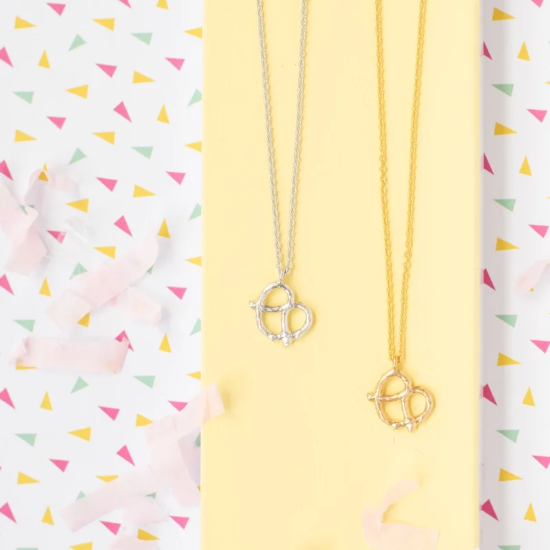 trendy long necklaces for women -Pretzel Charm Necklace