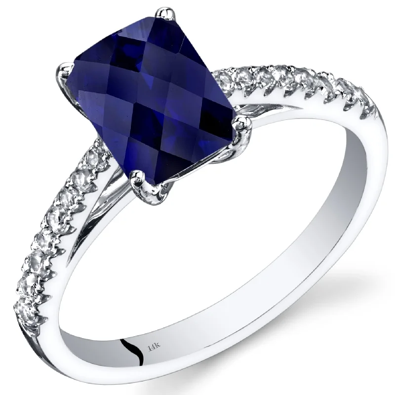 eternity rings for women -14k White Gold 2.16ct Created Blue Sapphire and White Topaz Ring