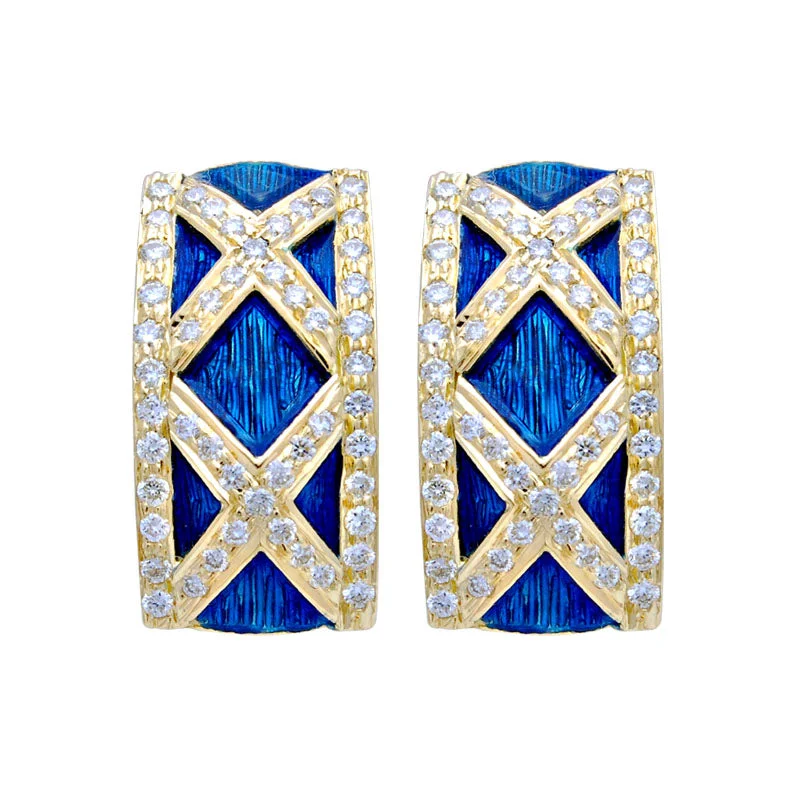 simple gold earrings for women -Earrings-Diamond (Enamel)