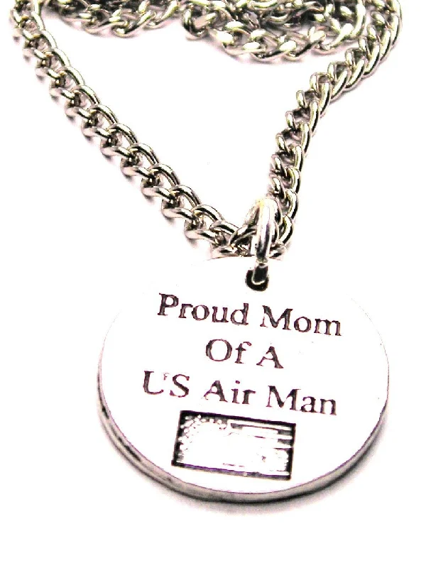 sapphire necklaces for women -Proud Mom Of A Us Air Man Single Charm Necklace