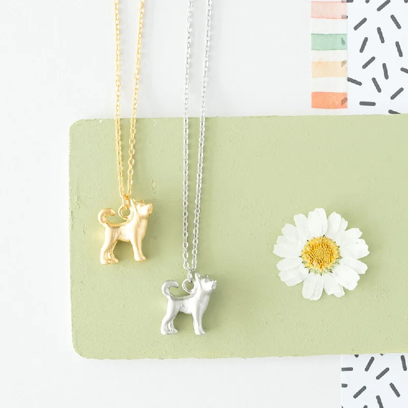 boho chic necklaces for women -Husky Dog Charm Necklace