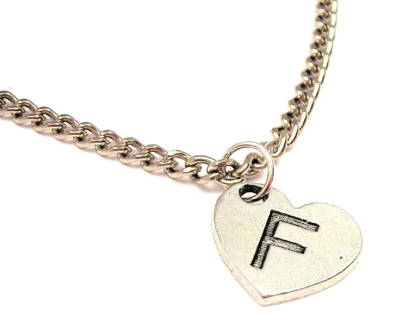 zodiac necklaces for women -Heart Shaped Initial F Single Charm Necklace