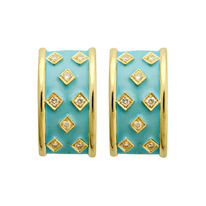 simple diamond earrings -Earrings-Diamond (Enamel)