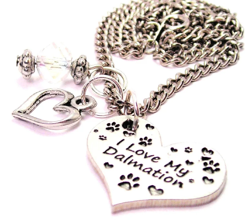 charm necklaces for women -I Love My Dalmatian Heart Necklace with Small Heart