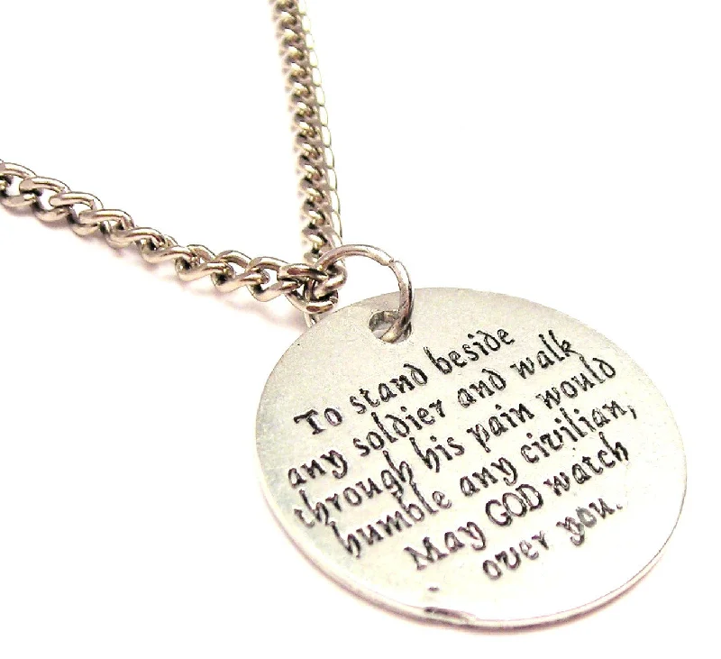 elegant chain necklaces for women -Soldiers Prayer Military Love Token Single Charm Necklace