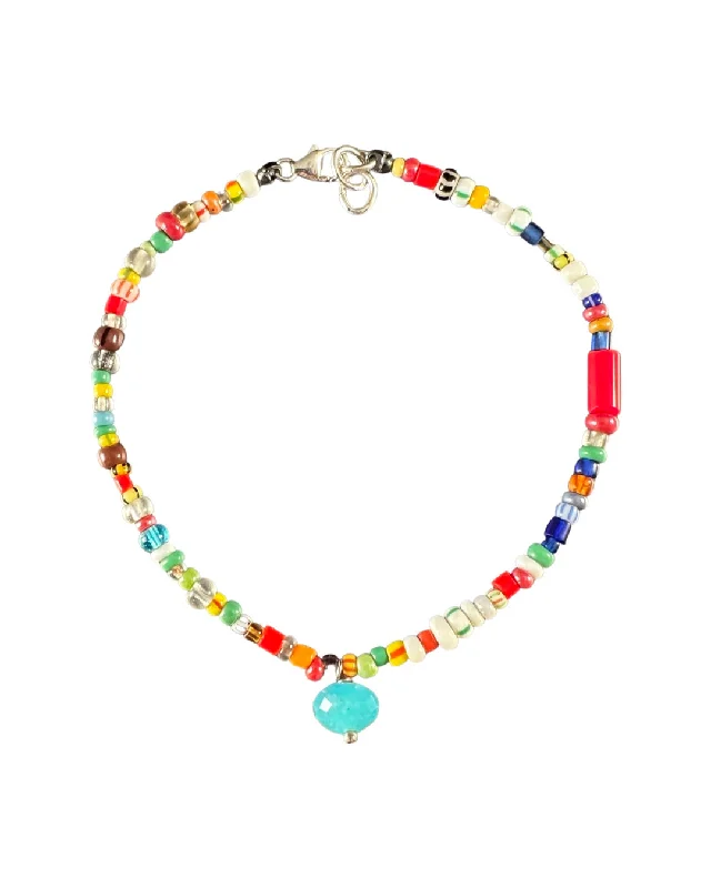 crystal necklaces for women -African Glass Bead Christmas Bead Anklet, Bracelet, Necklace