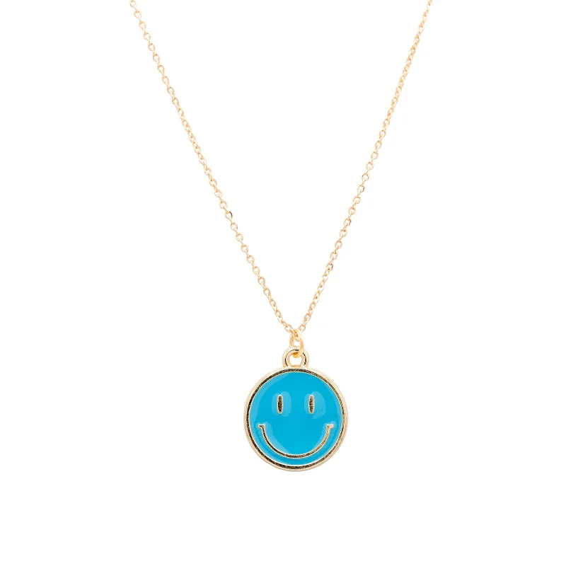 layered gold necklaces for women -Happy Smile Enamel Charm Necklace Children's Jewelry