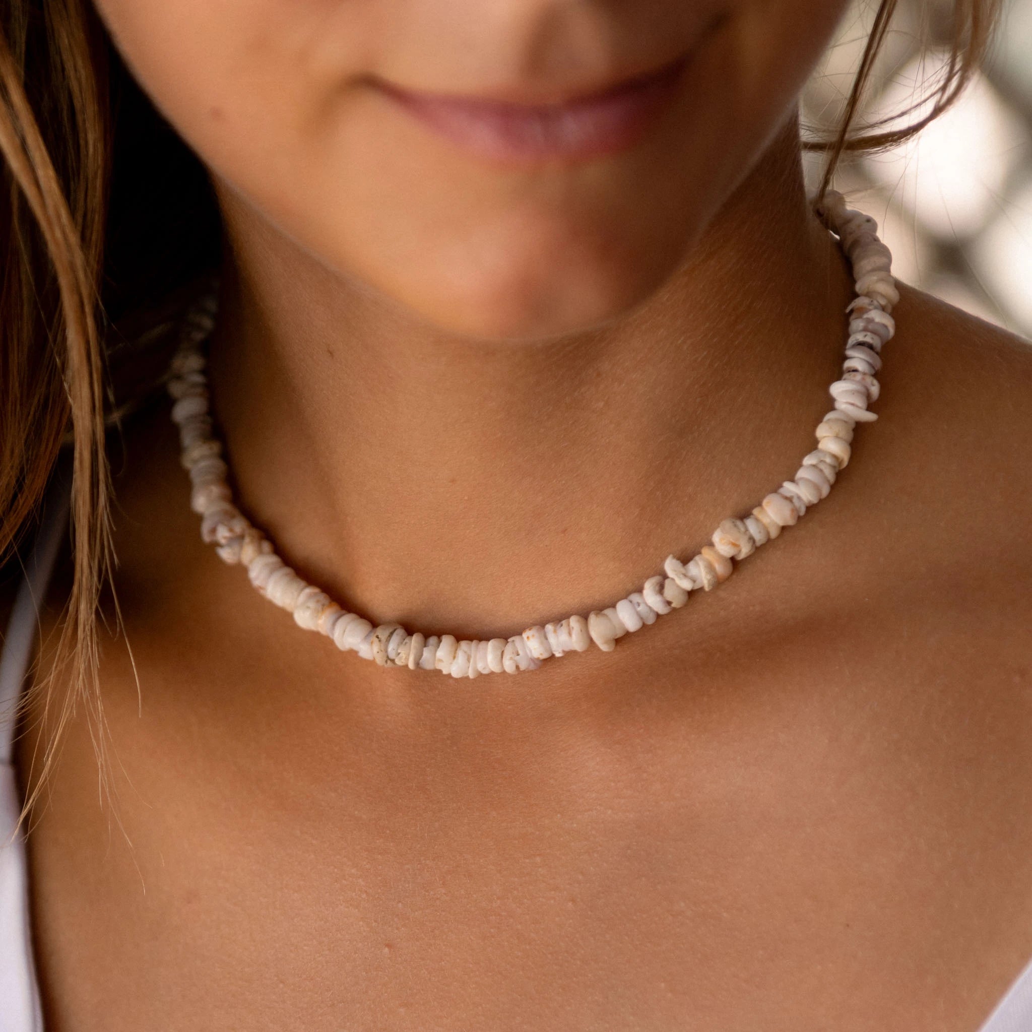 pearl necklaces for women -Enu Island Puka Shell Necklace