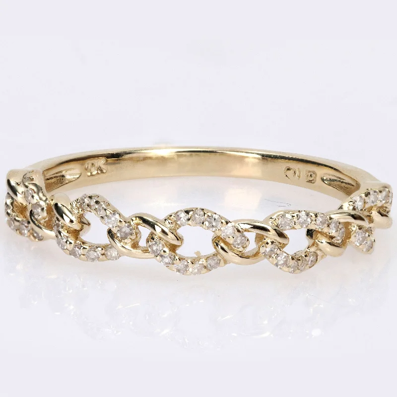 halo wedding rings for women -Miadora 1/6ct TDW Diamond Stackable Curb Link Ring in 10k Yellow Gold