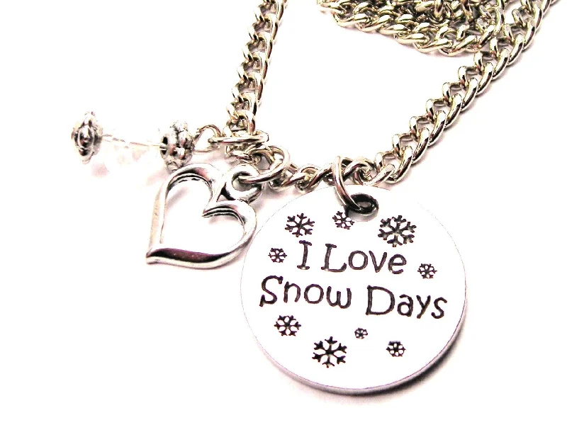 fashion choker necklaces -I Love Snow Days Necklace with Small Heart