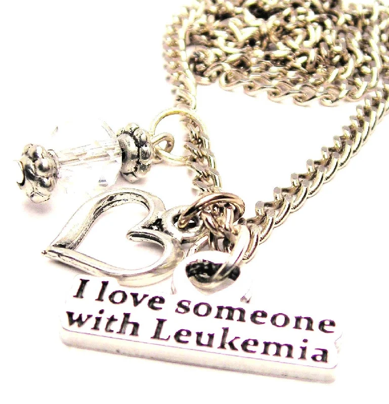 wedding necklaces for women -I Love Someone With Leukemia Heart And Crystal Necklace