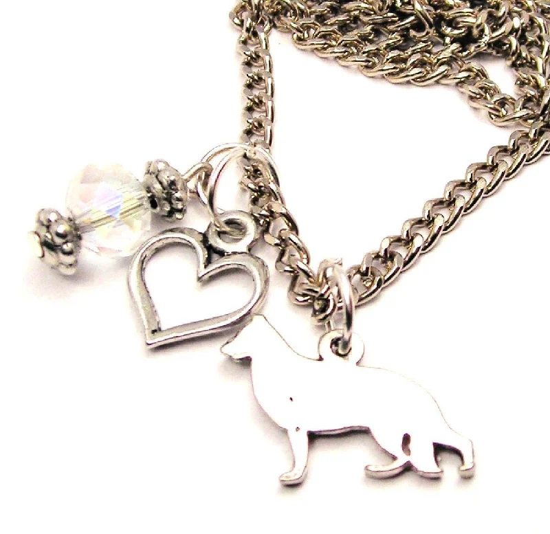 birthstone necklaces for women -German Shepard Silhouette Necklace with Small Heart