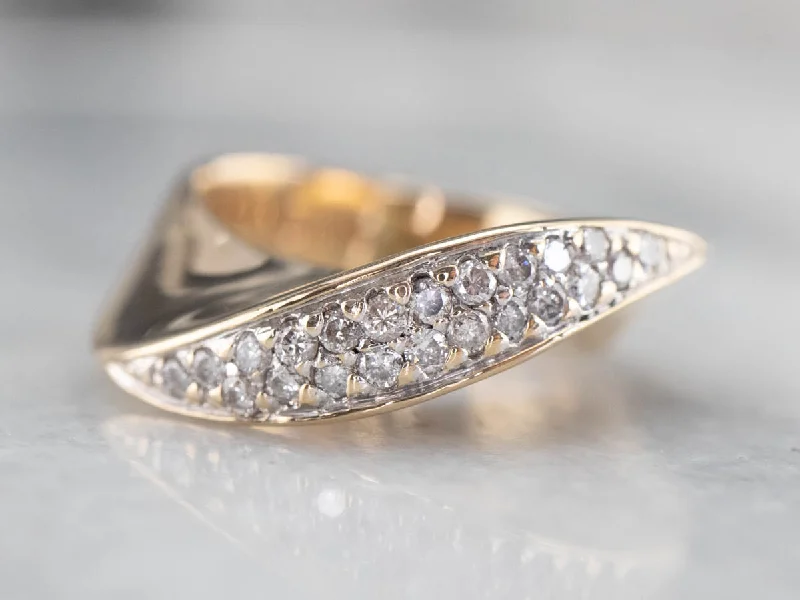 vintage diamond rings -Modernist Gold Diamond Band