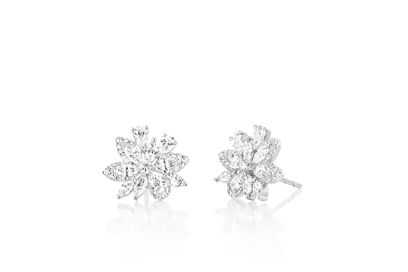 elegant dangle earrings -Marquise Diamond Cluster Stud Earrings