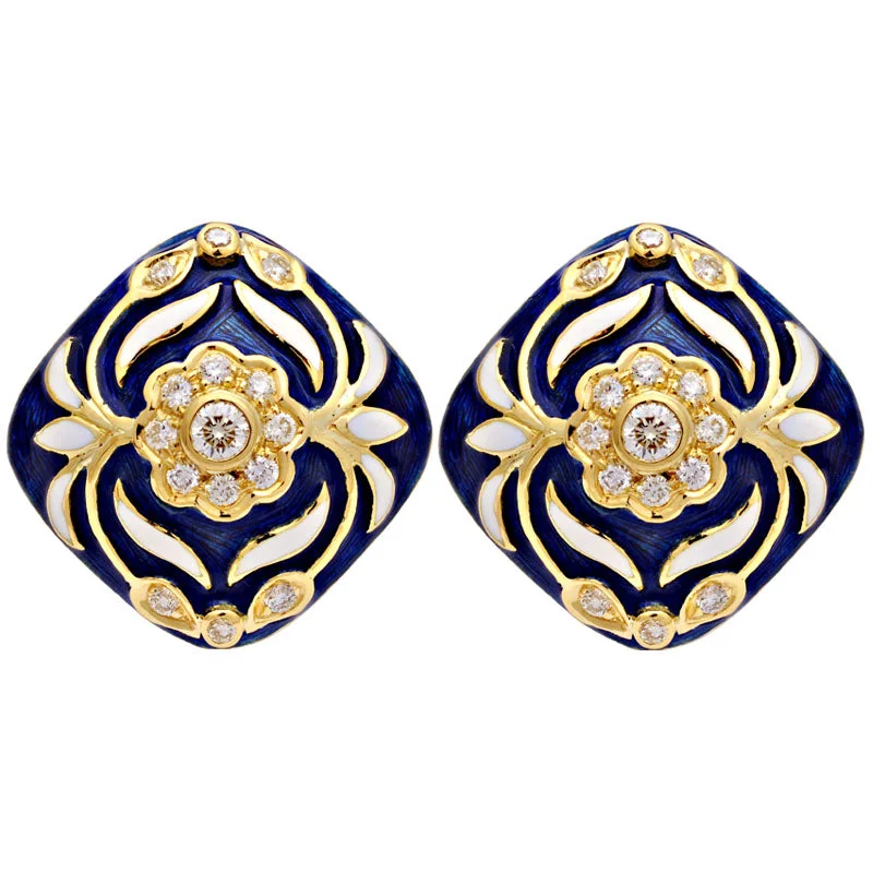 bridal earrings for women -Earrings-Diamond (Enamel)