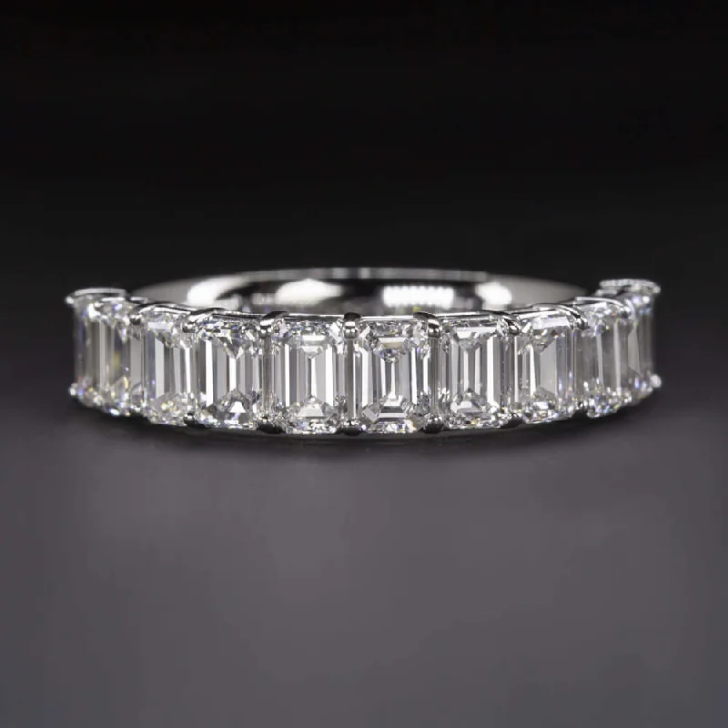 adjustable rings for women -2 CARAT EMERALD CUT LAB CREATED DIAMOND WEDDING BAND HALF ETERNITY RING BAGUETTE