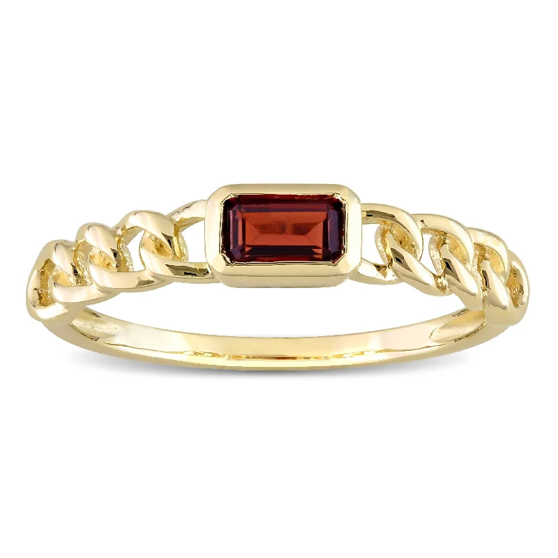 rose gold engagement rings -Miadora 10k Yellow Gold Garnet Stackable Link Ring