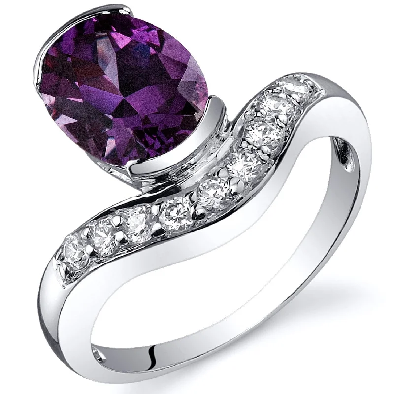 unique engagement rings for women -Sterling Silver 2.75 ct Color-changing Alexandrite Ring