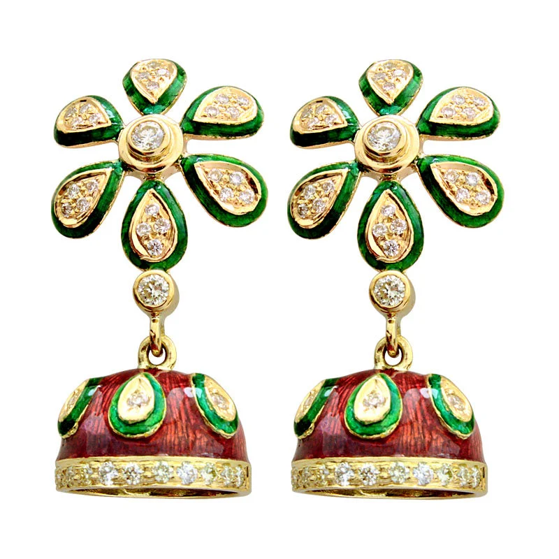 chic earrings for women -Earrings-Diamond (Enamel)